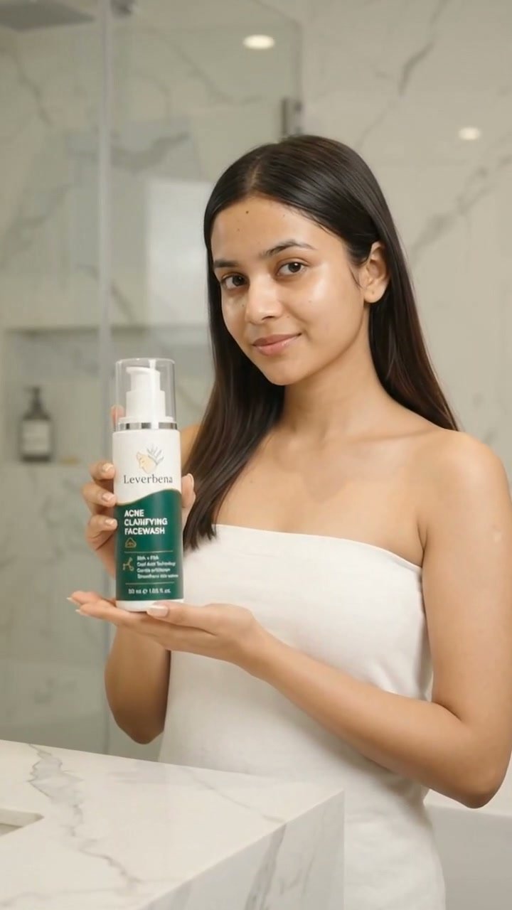 Acne Clarifying Facewash in use